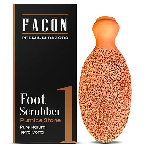 Facón Pumice Stone for Feet Callus Remover - Terra-Cotta Foot Scrubber with 2 Sides, 100% Pure Natural Foot Pumise Stone, Pedicure Pumice Stone Scrubber, Foot Exfoliator, Removes Calluses & Dead Skin