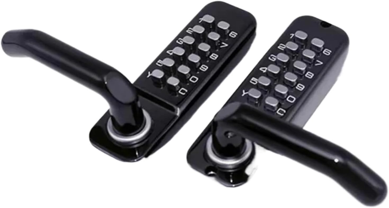 Long Handle Keyless Mechanical Digital Door Lock Password Keypad Home Garden Yard Wooden Iron Gate Lock Pushbutton(Silver Single Side)