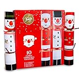 10 x Santa And Snowman Christmas Crackers - Christmas Party Hats And Crackers - Eco Friendly - Christmas Crackers - Party Hats - Includes Bangers Snaps - Christmas Decorations - Image 1