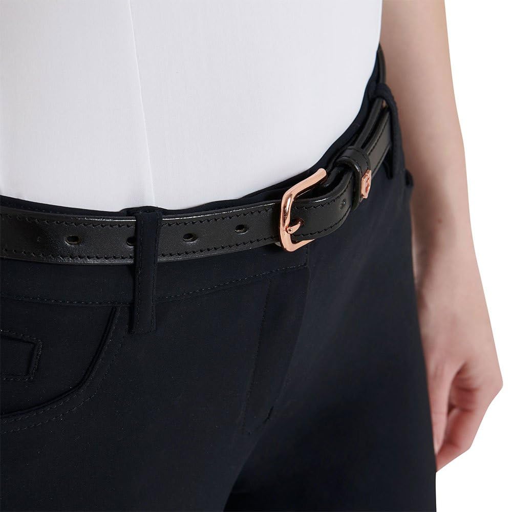 Cintura inglese in cuoio morbido con clincher oro rosa 100 cm