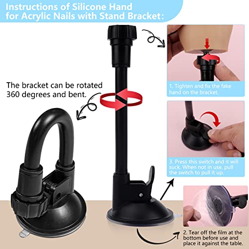 Silicone Hand For Acrylic Nails With Stand Bracket,Realistic Silicone Nail Training Hand, Soft Flexible Bendable Nail Practice Mannequin Hand For Nails Art Diy Print Practice Tool (Left Hand) #TOP3