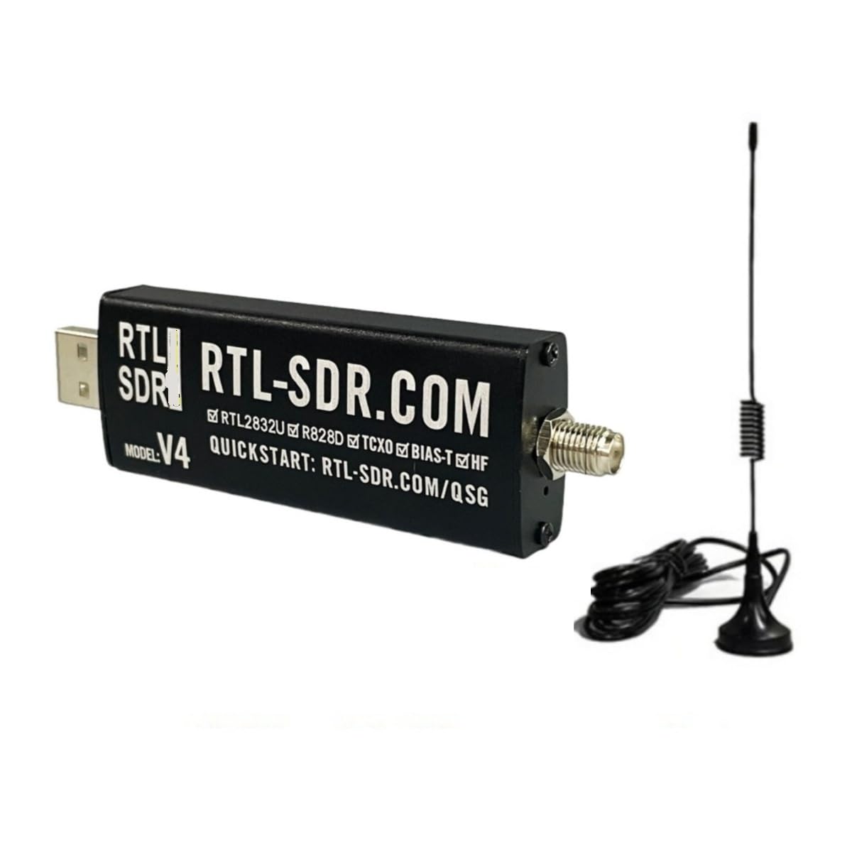 RTL-SDR V4 R828D RTL2832U 1PPM TCXO SMA RTLSDR Software Definierter Funkempfänger, Mit Mehrzweckantenne