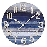 Beach Blue 24' Large Decorative Wall Clock with White Arabic Numerals-Beach House Clock-Vintage...