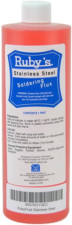 Stainless Steel Soldering Flux – 1 Pint Bottle | Industrial-Grade Acid Flux for Steel, Brass, Nickel & Hard-to-Solder Metals | Fast Acting, Strong Bond, Made in USA