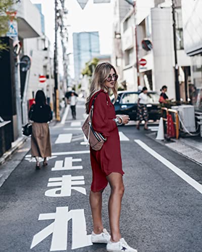 Image of Women's Swimsuit Cover up,Silky Button Down Shirt Midi Dress Kimono,Summer Bathing Suit Beach Coverups for Women (CP-Aline)