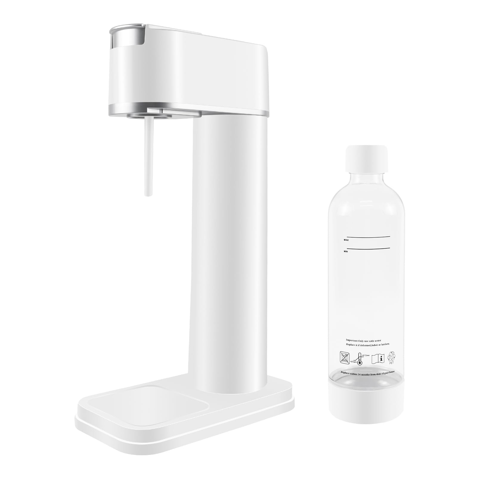 Aerador de Soda con Botella de 1 Litro - Crea Bebidas con Gas en Casa Fácilmente, Blanco