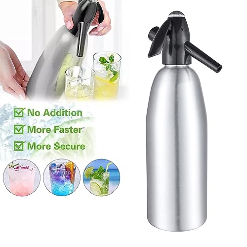 Soda Siphon,1L kohlensäurehaltiges Wasser Maschine,Seltzer Wasser Maker,Tragbare Aluminium Sparkling Water Maker zur Herstellung von hausgemachten Säften, Mojitos, Cocktails, Getränken in Hausbars