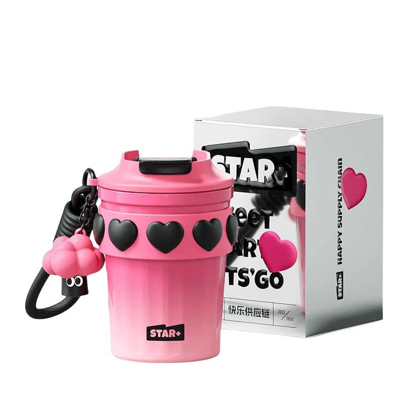 316 Stainless Steel Travel Tumbler Ceramic Coated Inner Liner 380ml Vacuum Insulated Coffee Mug with Drinking Lid, Perfect for Keeping Beverage Hot or Cold (Pink)