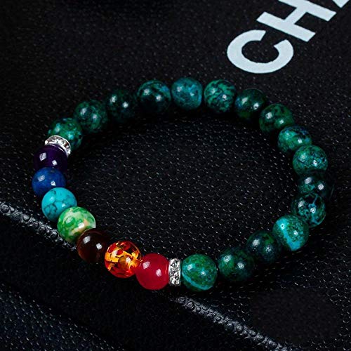 Bracelet en malachite naturelle et sept chakras fait main pour le yoga