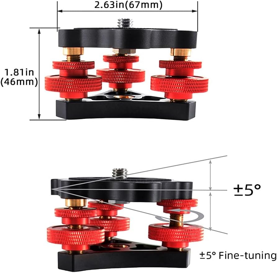 Tripod Leveling Head Camera Tripod Leveler Base with +/-5 Degree Precision Adjustment Tripod Head for Panoramic Head Ball Head Camera Video Head