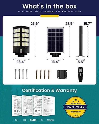 Lovus 2Pack 1200W Led Solar Street Lights Outdoor, 100000Lm Commercial Parking Lot Lights Dusk To Dawn With Motion Sensor, Flood Security Light Solar Powered For Garage, St1000-086-2 #TOP4