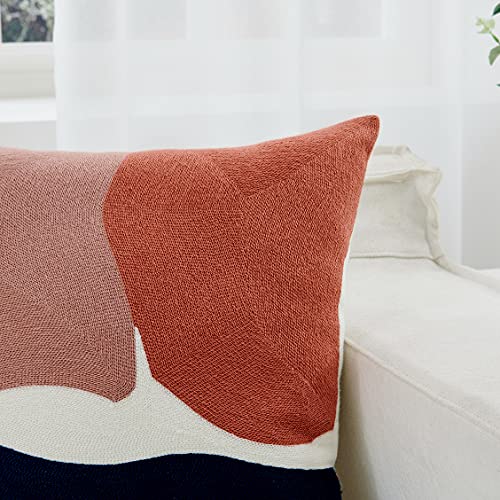 Btfortune Boho Decorative Throw Pillow Covers Embroidered Square Pillowcases Cushion For Couch Sofa Bedroom Farmhouse Decor Abstract Geometric Floral Pattern Set Of 2 thumb #3