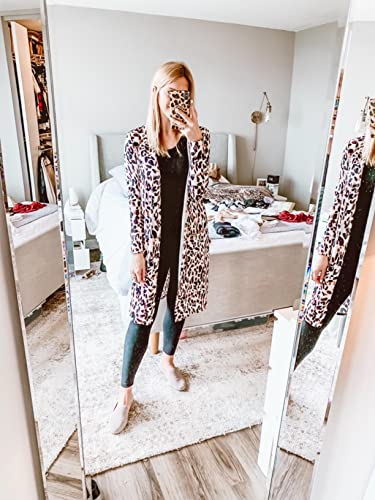 Image of Womens Leopard Print Cardigan Lightweight Long Sleeve Open Front Fall Cardigans S-XXL