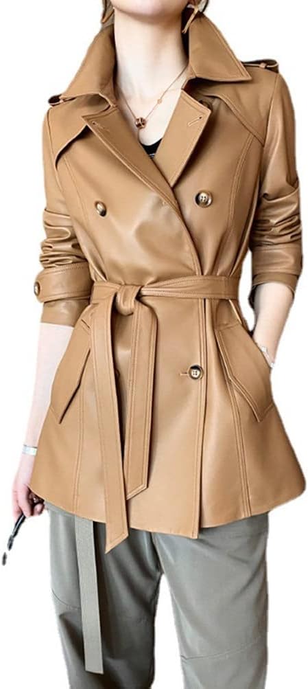 JINLUN] ラムレザーコート レディース 本革コート レザー 本革