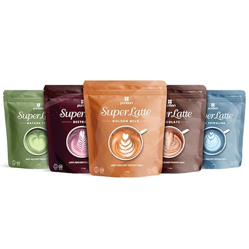 Purition Barista-Style Hot Chocolate & Coffee Multipack | 1x Hot Chocolate, Beetroot, Matcha, Spirulina, Turmeric Lattes | Plant based ingredients | No Added Sugar | Premium Hot Drink Alternatives