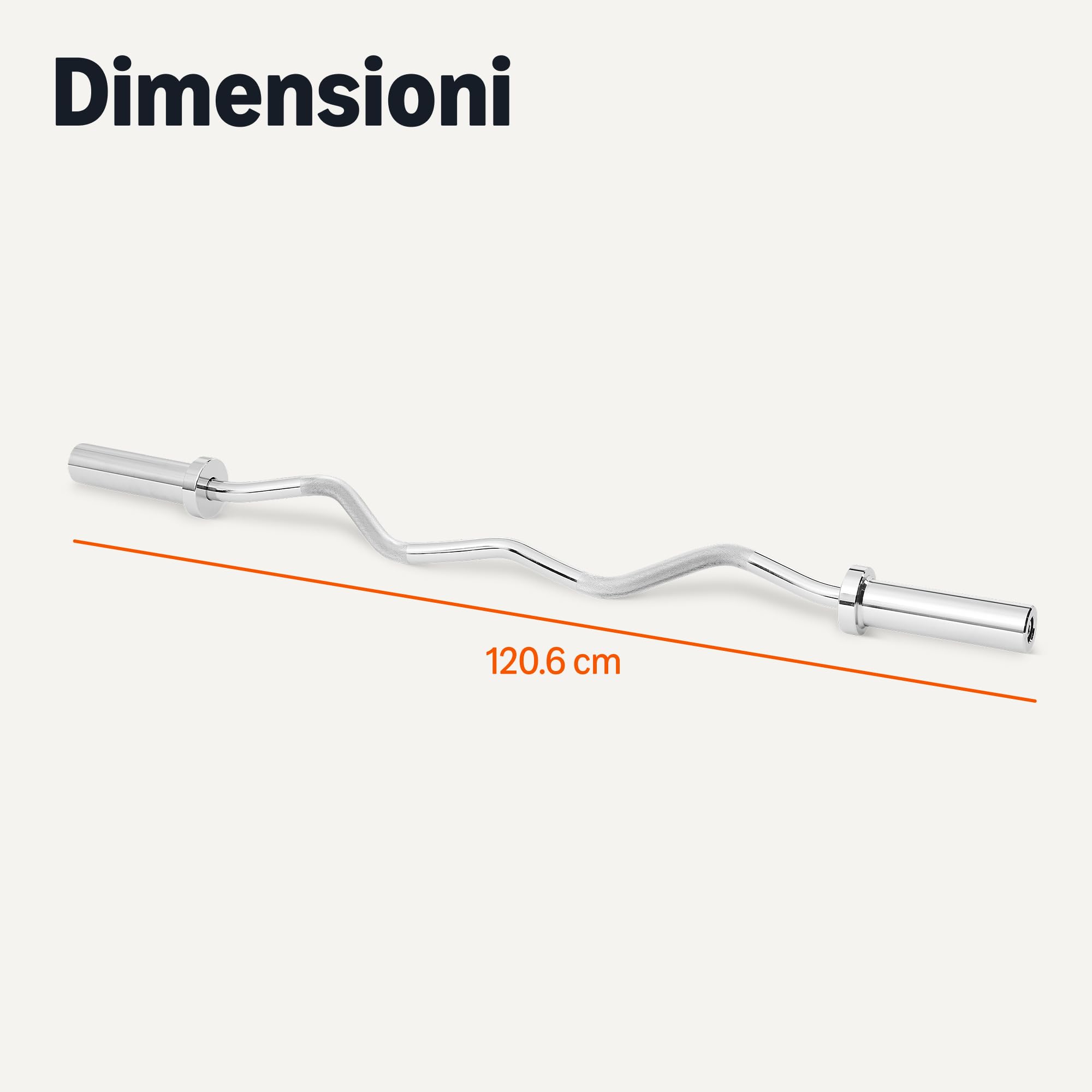 Amazon Basics - Bilanciere Curl Olimpico da 5,1cm, 119cm, Cromato