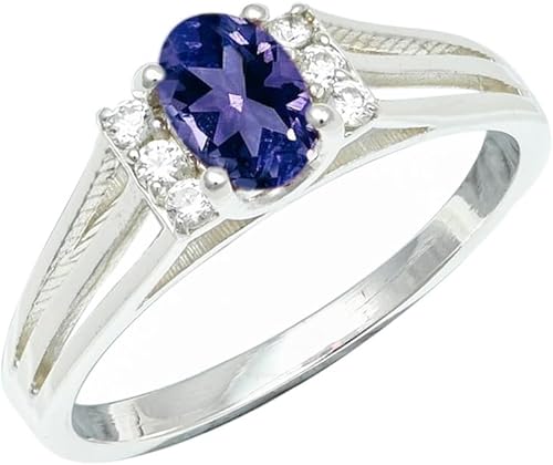 SILVERNROCK Tanzanite Lab Grown Gemstone Silver plated Meditation Ring Men & Wom