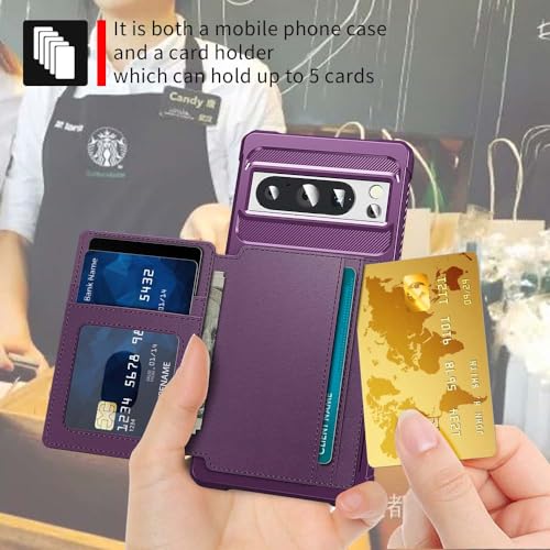 Funda Google Pixel 8 Pro tipo cartera morada ideal para viajar sin bolsos 5