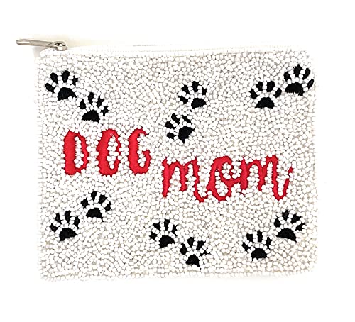 Generic Red Beaded Coin Purse Pouch, Zipper Closure, Women's Unisex-Adults Coin Purse