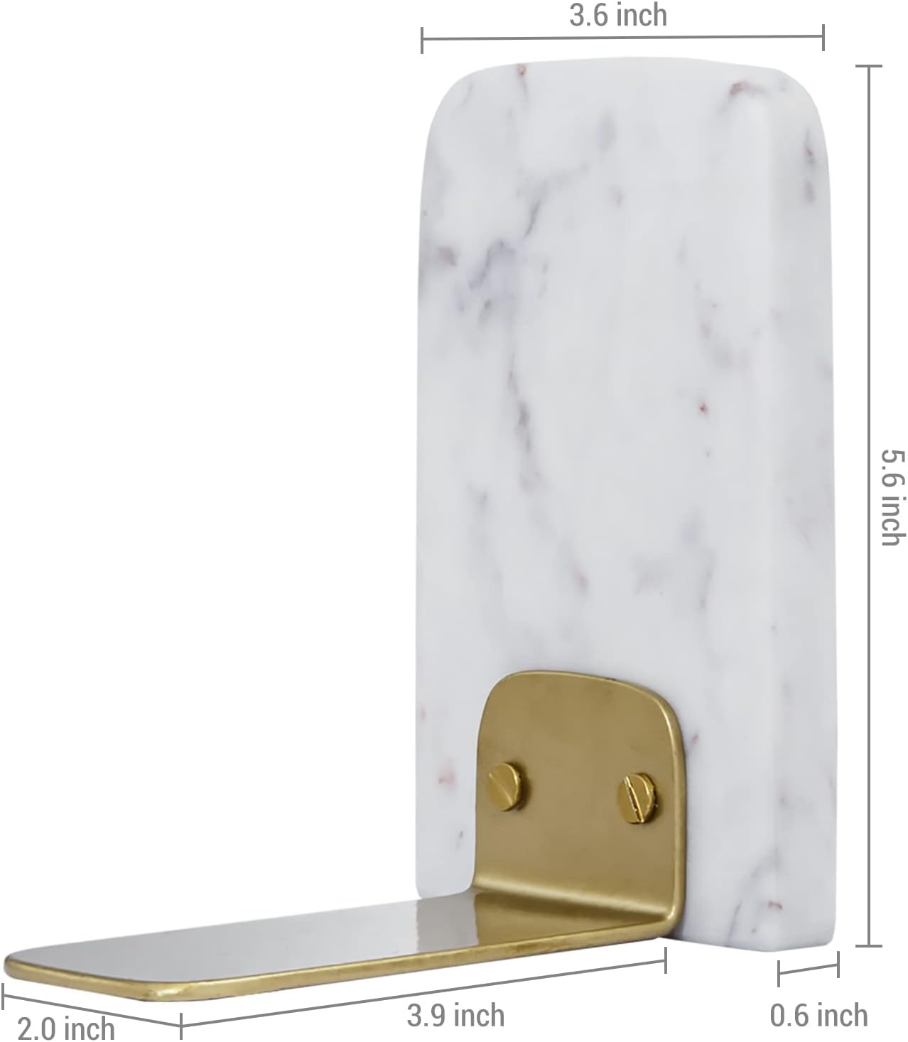 MyGift Marble Style White Ceramic L Shaped Decorative Bookends with Vintage Brass Metal Base for Heavy Books Textbook Holders, 1 Pair - Made in India : Home & Kitchen