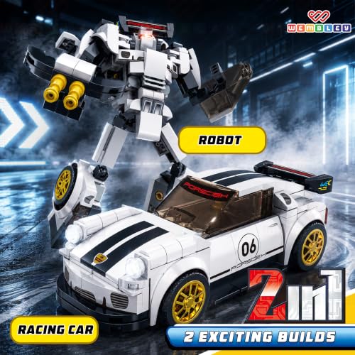 Image of Wembley Race Mechanic Series-241 PCS |2-in-1 Sports Car & Robot Building Blocks Set | STEM Construction Toy for Kids 3+ Years | Educational Building Kit | Ideal Gift for Boys and Girls