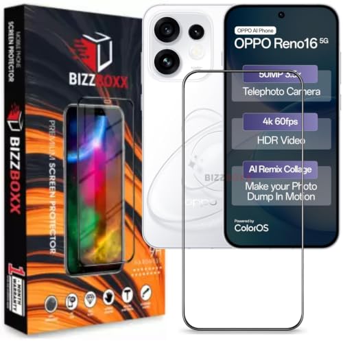 Image of Edge to Edge Tempered Glass For Oppo Reno16 5G Screen Protector Guard - HD Clarity, Anti-Fingerprint Screen Guard (Reno 16-6.32 Inch inch) With Installation Kit - Pack of 1