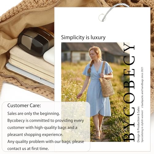 Image of Bycobecy Woven Tote Bag for Women, Summer Beach Bag Large Crochet Shoulder Purse Handbag Boho Knit Bag for Summer Travel