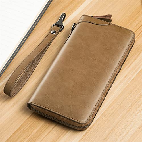 Men's Long Vintage Purse Zipper Money Clip Leather Clip Card Bag Card D-20 * 2.5 * 10cm4
