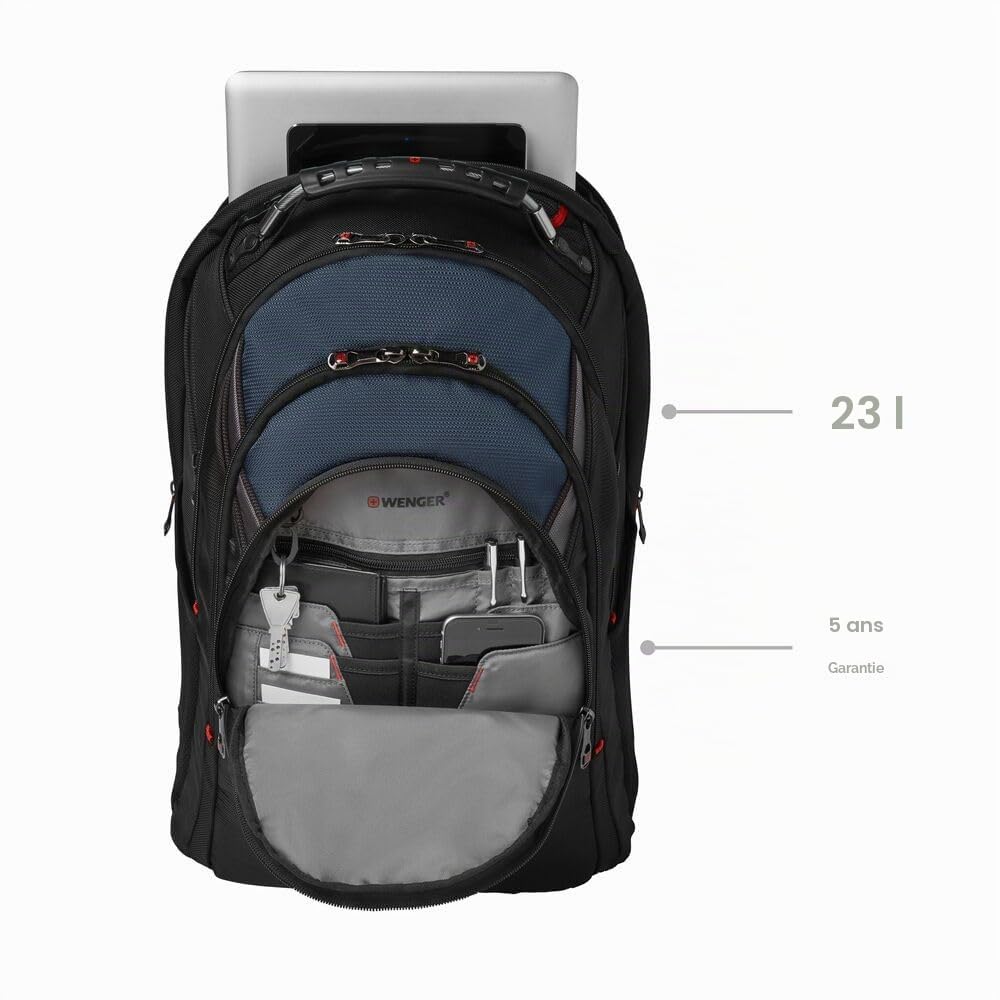 Wenger IBEX Sac à dos pour ordinateur portable avec poche dédiée pour tablette, bretelles absorbant les chocs, organiseur essentiel et poignée ergonomique renforcée