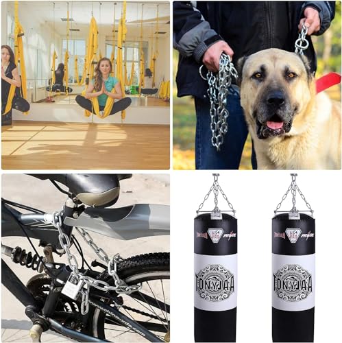 DesertBoy 2Pcs Stainless Steel Chain Heavy Duty M4 Hanging Chair Chain (0.6M/23.7Inch) with M6 Carabiners Swing Chain for Hanging Sandbags Hanging Chairs - Image 4