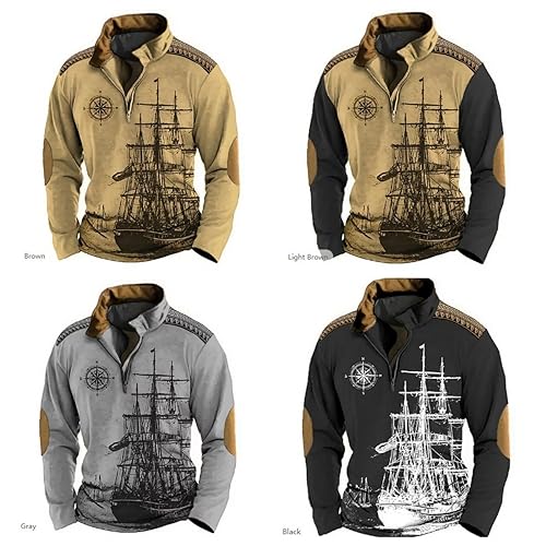 Sweatshirt marin boussole pour homme aux finitions soignées style rétro élégant XL