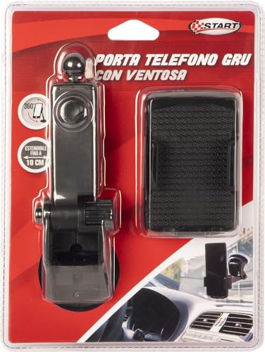 Start Porta Telefono A Gru Con Ventosa Per Vetro E Cruscotto - Regolabile, Allungabile Con Rotazione 360° - 17 Cm X 23 Cm - 7