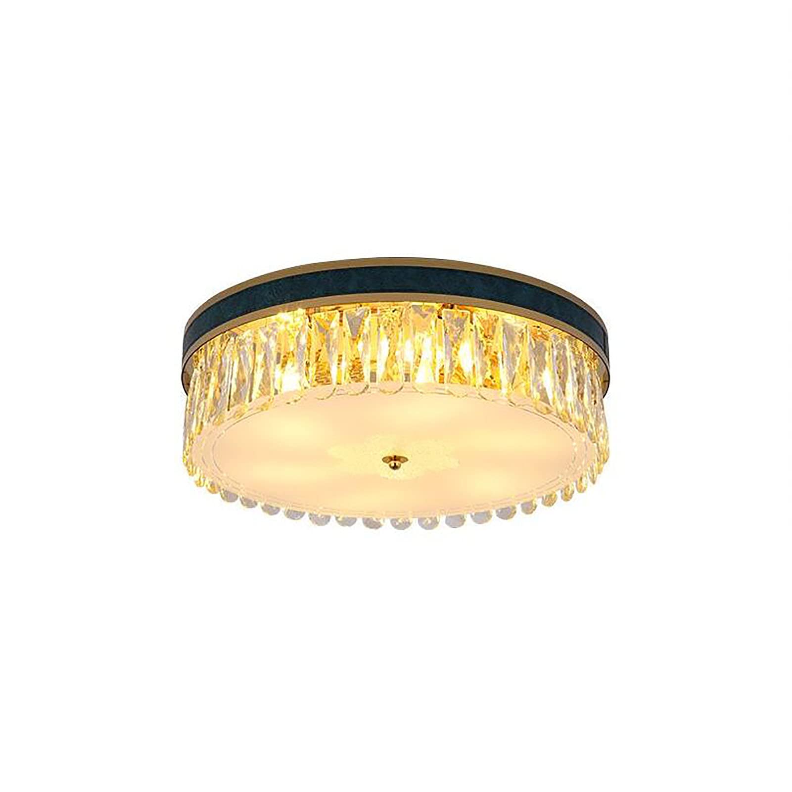 Plafonnier Rond en Cristal LED Luminaire Noir Cuisine et Bain