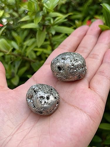 Image of GAF TREASURES 1 /2 LB Pyrite Tumbled Stones, Polished Natural Pyrite Gemstone, Pyrite Healing Crystals (Pyrite)