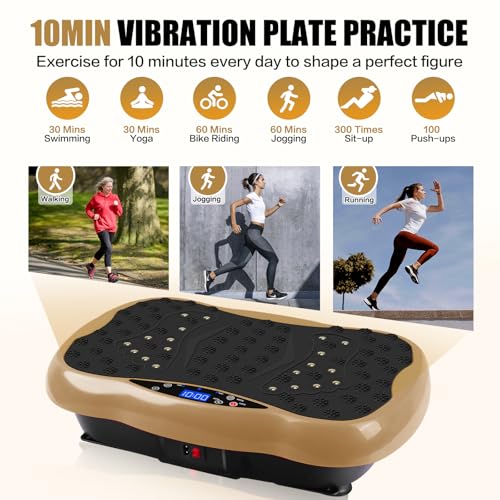 Image of Vibration Plate Exercise Machine, Health & Fitness Full Body Vibration Platform, Portable Vibration Plate Platform for Weight Loss Home Fitness, Lymphatic Drainage, w /Resistance Bands+Remote