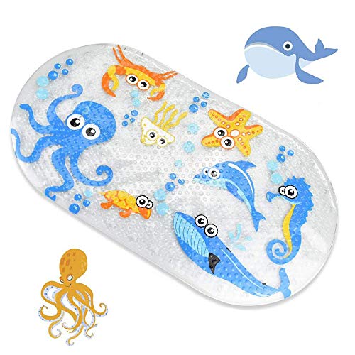 Deer Platz Tapis de Bain Antidérapant, Tapis de Douche avec Ventouses, Tapis de Bain pour Enfant, pour Bébé Enfant pour Salle de Bain Baignoire Cartoon Imprimé (38 x 70 cm)