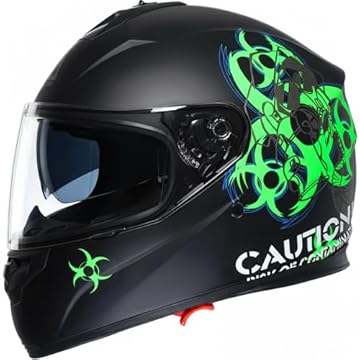 green full face motorcycle helmet