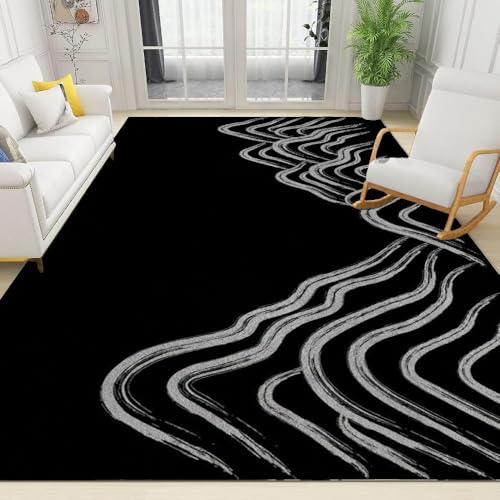 Tapis 3D géométrique abstrait 120x160 cm en polyester doux pour salon - 4
