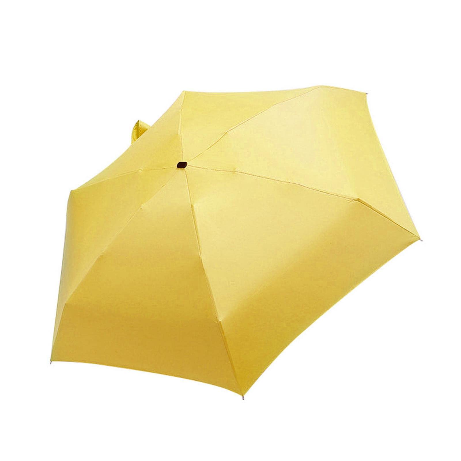 Mini Paraguas Plegable portátil de Bolsillo para Mujer, Plano y Ligero, de 5 Pliegues, para Viaje (Negro A)