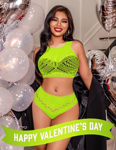 Image of Avidlove Womens Fishnet Lingerie for Women Sexy Two Piece Lingerie Set Stripper Outfit