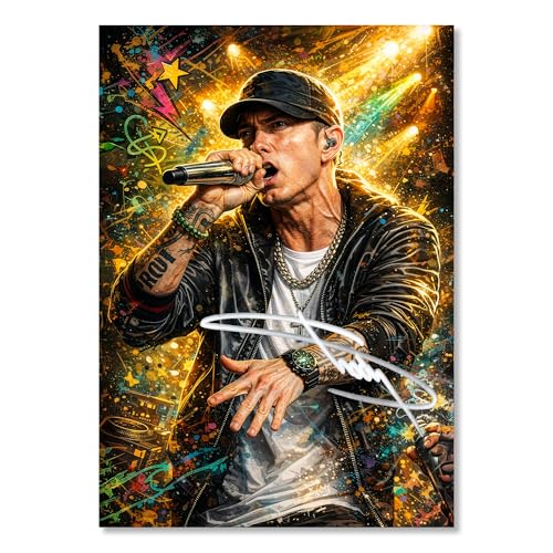 AllStarMedia Tribute Too Eminem Signed Poster Print - Art Styled Limited Edition Autograph Fan Gift Collectible Memorabilia Wall Art - Marshall Mathers Slim Shady 25th Anniversary (A4 Unframed)