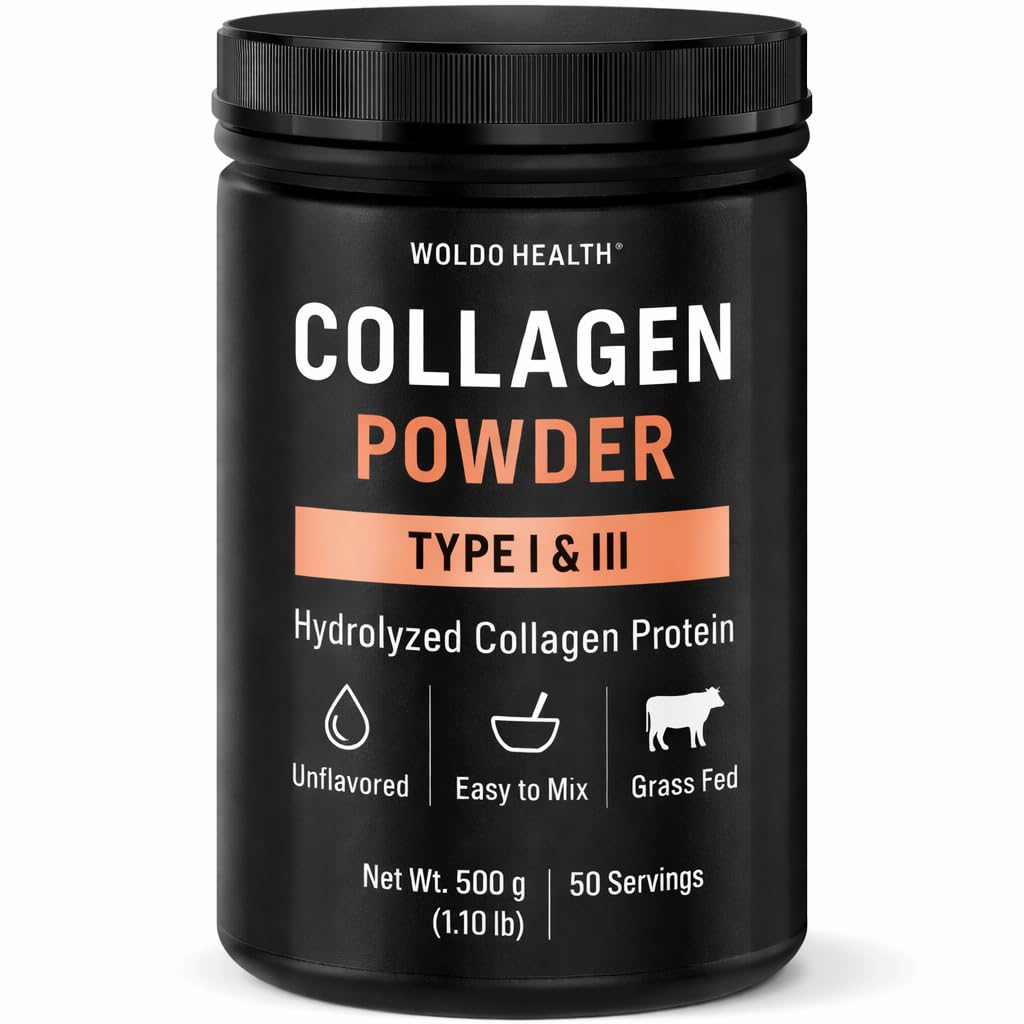 WoldoHealth Collagen Peptides Powder 50 Servings - Grass Fed Pasture Raised Unflavored Dissolves Easily in Hot Cold Drinks