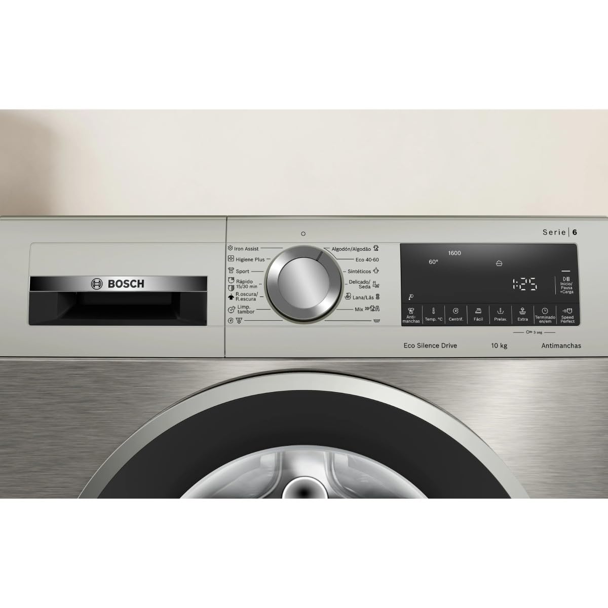 Bosch Waschmaschine, freie Installation, Serie 6, 10 kg, Schnellprogramm, leise, Edelstahl, WGG256ZAES