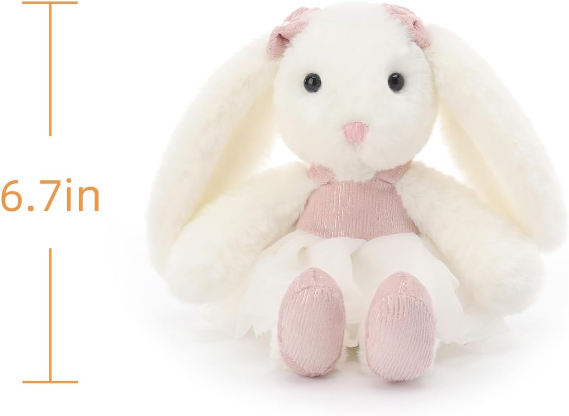 Apricot Lamb Pink Ballet Rabbit Bunny Stuffed Animals for Kids, Soft Cute Plush Toys for Baby Girl and Boy, 6.7 Inches