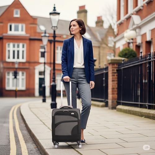 Aerolite Espandibile 55X40X20Cm A 55X40X23Cm Valigia Trolley Leggero Max Per Ryanair Priorità, Ita Airways, Volotea, Wizz Air Priorità Bagaglio A Mano 55X40X20 55X40X23 Morbido Con 4 Ruote (Nero) - 7