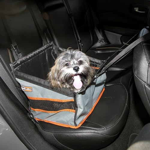 K&H Pet Products Buckle N Go Dog Car Seat for Small Dogs, Waterproof Fabric, Breathable Mesh Sides, Adjustable Seat Belt Leash, Carseat for Small Pets, Car Seat Carrier - XS 16 X 14 X 14in