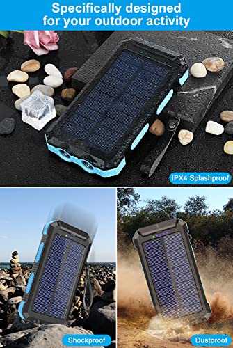 Power-Bank-Portable-Solar-Charger-30000Mah Battery Pack With Emergency Led Flashlight & 2X2.1A Usb-A Output Ports Compatible With Iphone 14/13 Series, Samsung, And More, Perfect For Hiking, Camping #TOP2