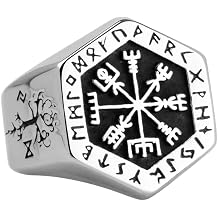 Viking Totem Compass Ring Titanium Steel Men's Retro Hip Hop Index Finger Jewelry,Birthday gift for friends,Domineering design sense niche