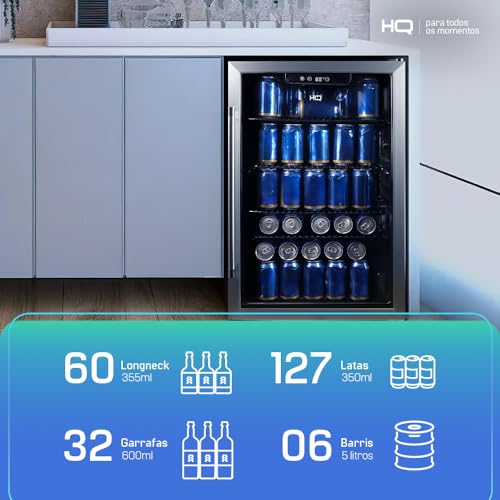 Cervejeira Expositor Vertical HQ Vidro Duplo 125 Litros Preta e Inox HQ-125CEVPV (220, Volts) - Imagem 9