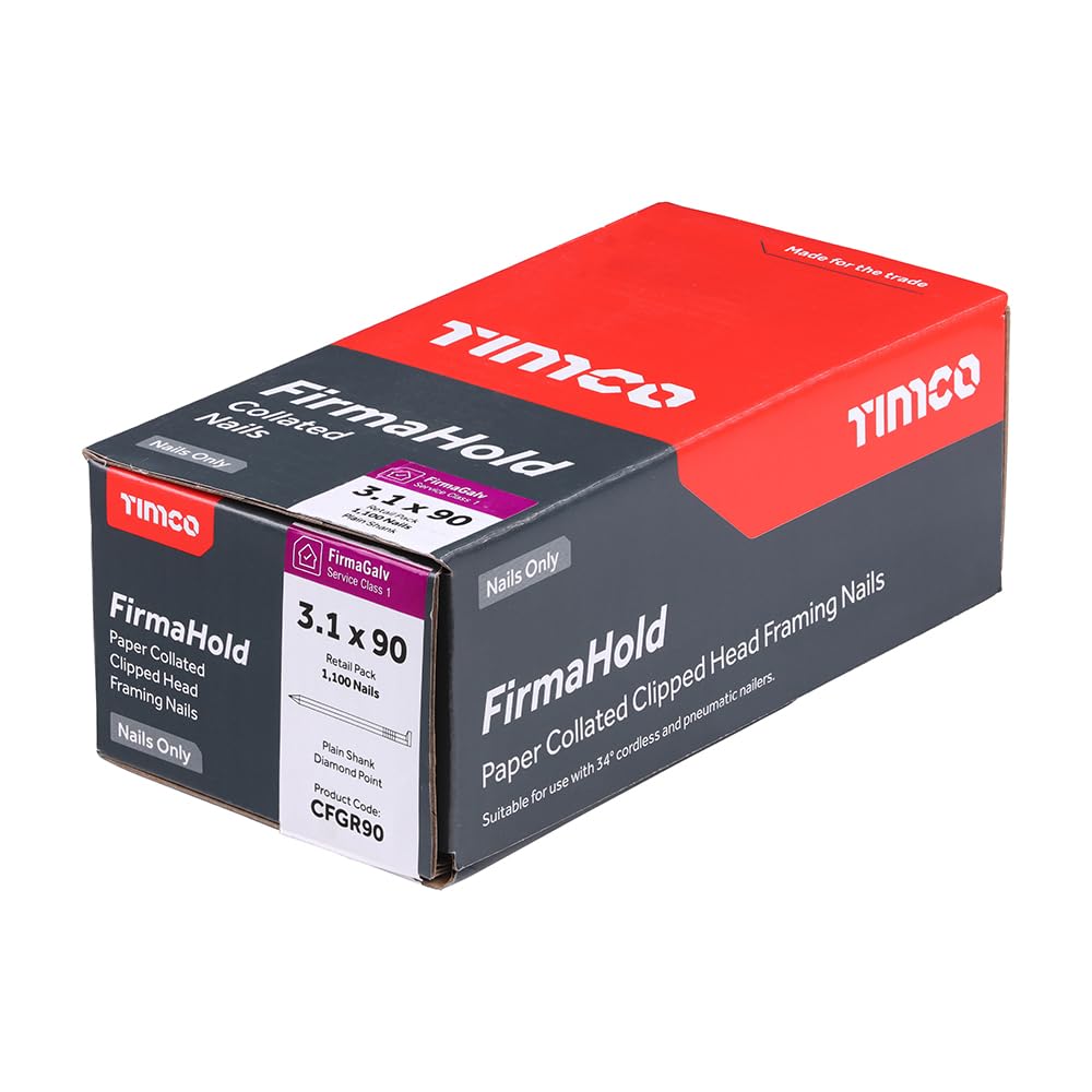 Timco Cfgr90 Firmahold Collated Clipped Head Nails - Retail Pack - Plain Shank - Firmagalv 3.1 X 90